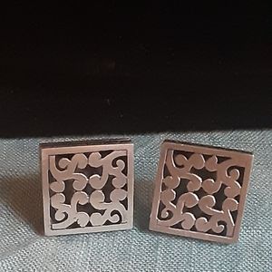 Vintage Sterling Silver Blk ONYX Inlay Cufflinks